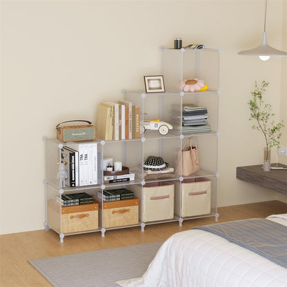 AWTATOS Cube Storage Organizer, 16 Cube Closet Organizer, Stackable Storage Cube Shelves, DIY Portable Closet Clothes Organizer Shelving for Bedroom, Closet, Wardrobe, Bathroom, White