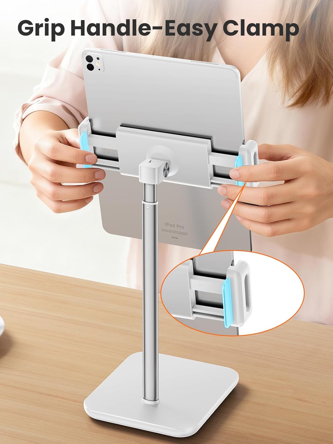 tounee Height Adjustable Tablet Stand, 3.5lb (1.6kg) Max Support, Up to 18" Tall, Slim Portable Monitors Stand Compatible with iPad Pro 12.9, Surface Pro, All 4.7"-15.6" Devices - Black