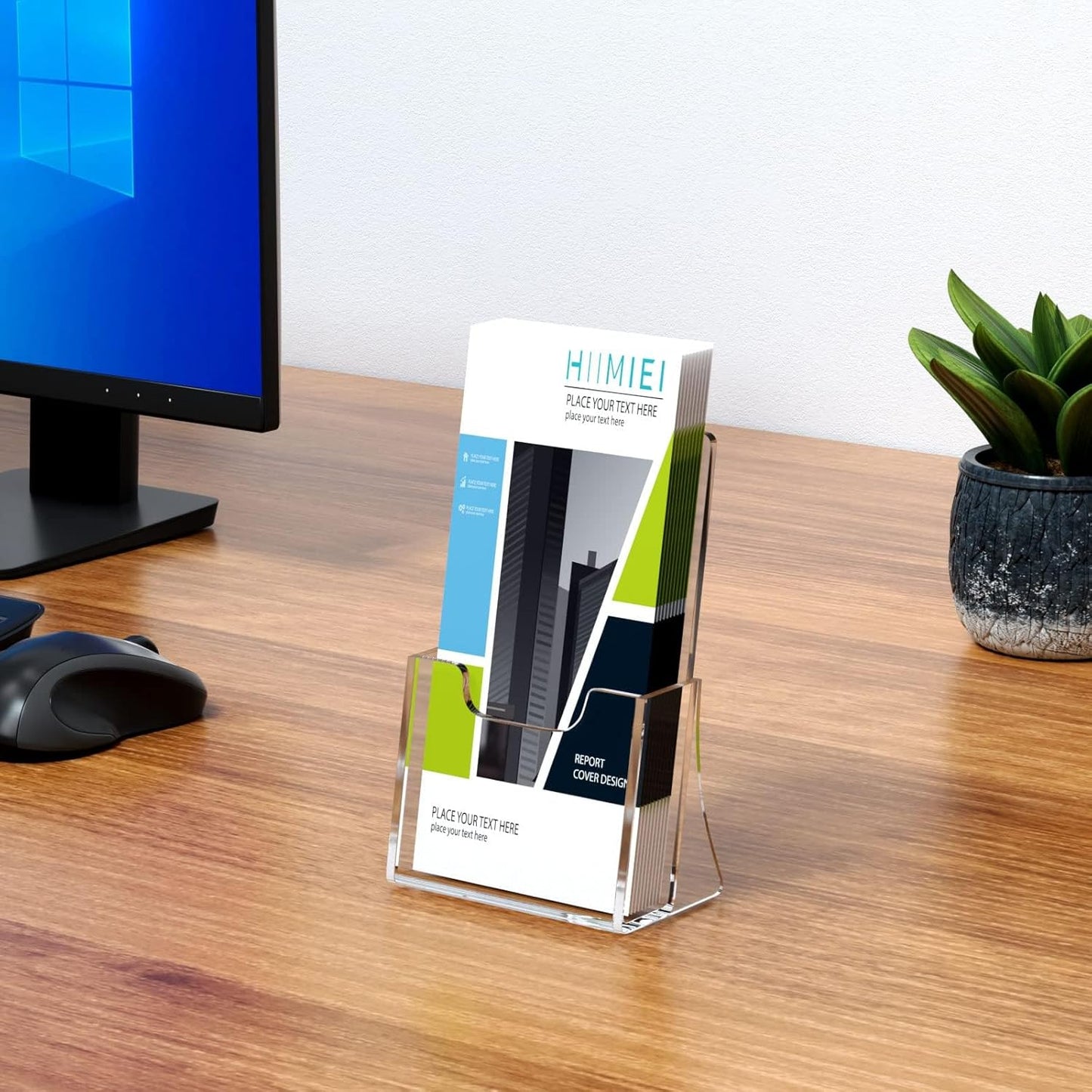 HIIMIEI Brochure Holder 8.5 x 11 inches, Acrylic Flyer Holder with 2 Pack, Plastic Stands for Displaying Magazines, Pamphlets, Literature, Brochures, Booklets, Menu
