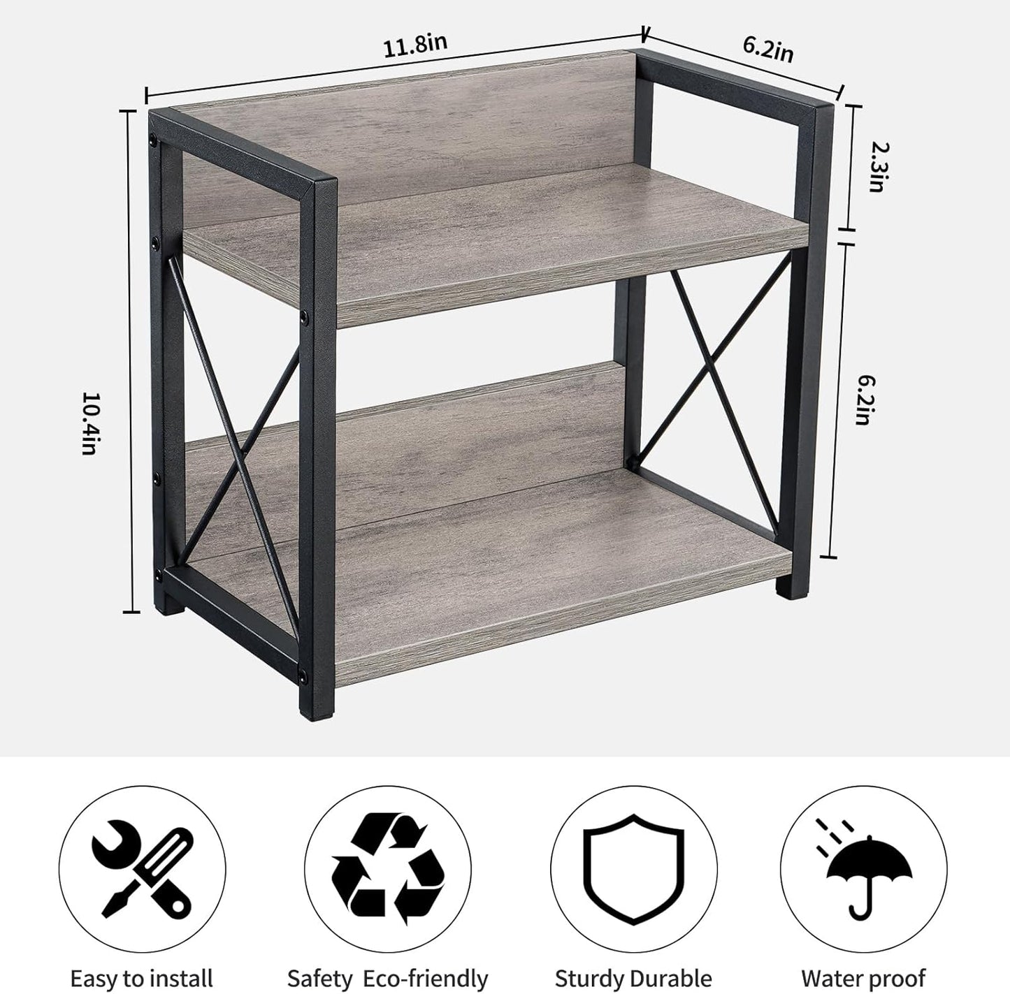 Giikin Countertop Shelf Organizer, 2 Tier Kitchen Spice Rack Organizer for Countertop, Wood Coffee Counter Shelf Organizer for Home (Bamboo, S)