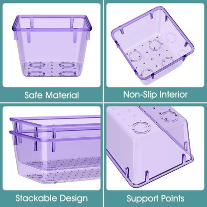 WOWBOX 25 PCS Clear Plastic Drawer Organizer Set, 4 Sizes Desk Drawer Divider Organizers and Storage Bins for Makeup, Jewelry, Gadgets for Kitchen, Bedroom, Bathroom, Office