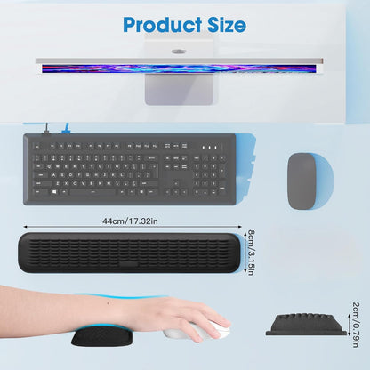 MEKASS Keyboard Wrist Rest, Soft Memory Foam Wrist Support for Keyboard, Keyboard Hand Rest Pad for Wrist Pain Relief, Keyboard Wrist Guard for Long Hours of Work, Gaming, Studying（Classic Black）