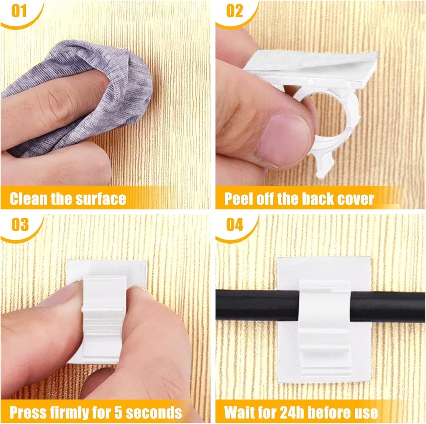Viaky 30 Pcs Black Clips Self Adhesive Backed Nylon Wire Adjustable Cable Clips Adhesive Cable Management Drop Wire Holder