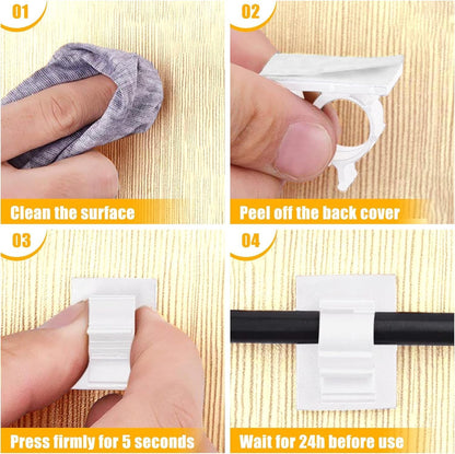 Viaky 30 Pcs Black Clips Self Adhesive Backed Nylon Wire Adjustable Cable Clips Adhesive Cable Management Drop Wire Holder