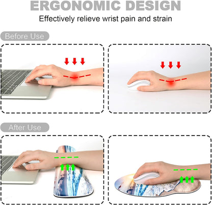 Ergonomic Mouse Pad with Wrist Rest and Keyboard Wrist Rest, Memory Foam Wrist Rest for Computer Keyboard, Easy Typing, Pain Relief, Mouse Pad Wrist Support for Gaming,Office, Laptop, Black Flower