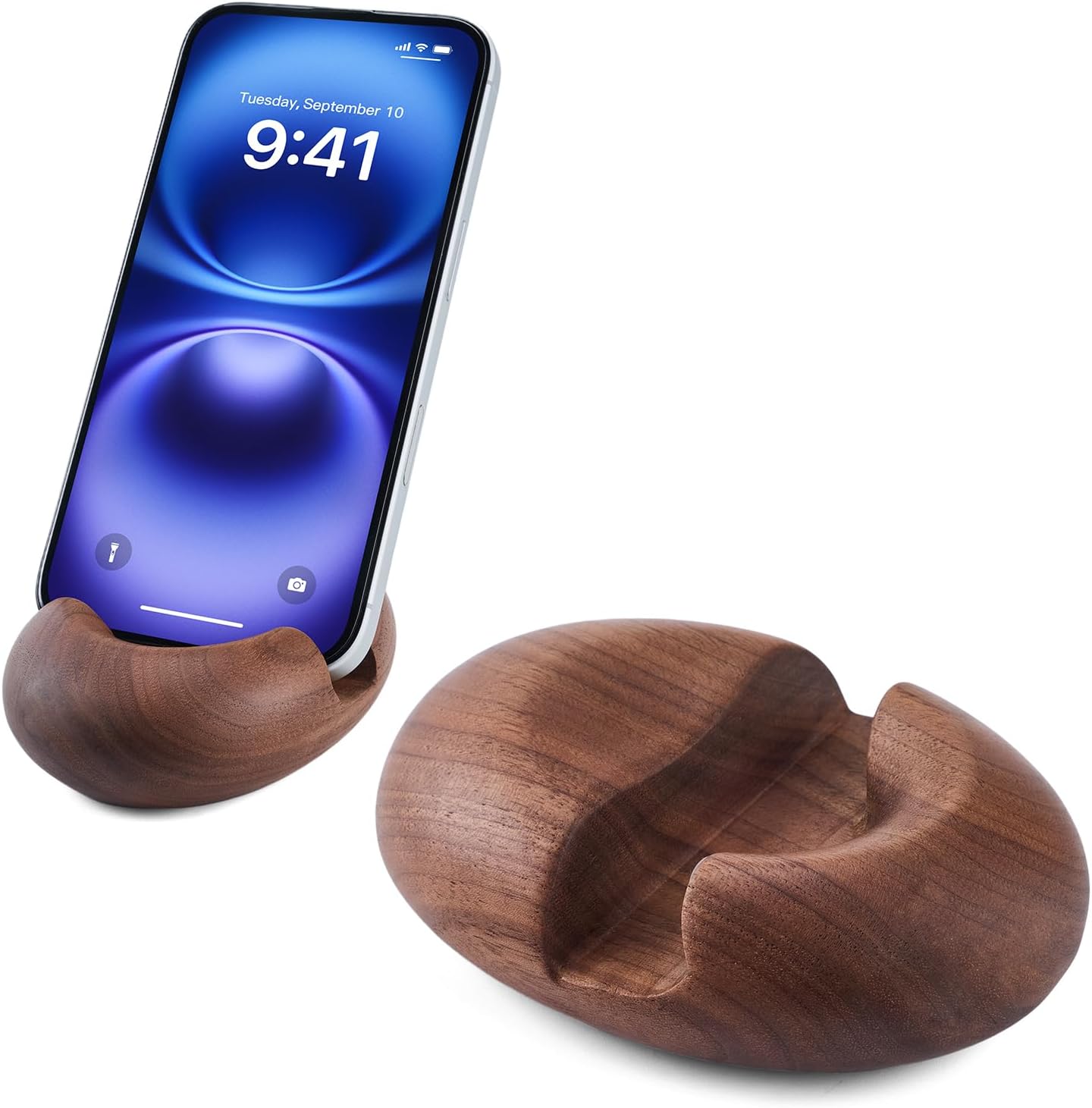 Artificial Stone Cell Phone Stand for Desk Handcraft Pebble Shape Minimalist Decor for Desk Kitchen Counter Office Easy of Use Sturdy and Stable(Beige Yellow)