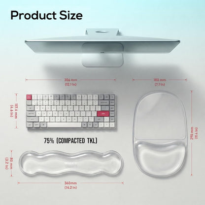 Ergonomic Clear Gel Wrist Rest for Computer Keyboard - Non-Slip Crystal Gel Pad, Soft Comfortable Support, Washable, Office Gaming Wrist Pain Relief