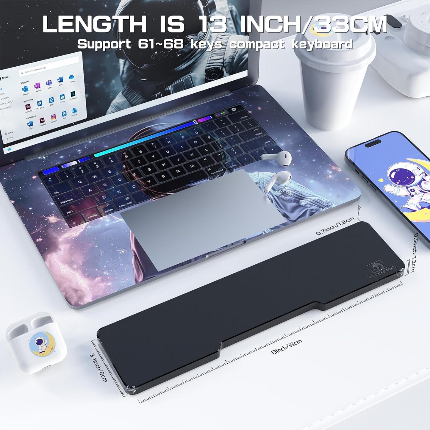SELORSS Acrylic Keyboard Wrist Rest 98-Key Mechanical Keyboards Ergonomic Palm Rest for Computer Keyboard,Anti-Slip Base,Wrist Pad for Laptop,Office & Home-Easy Typing