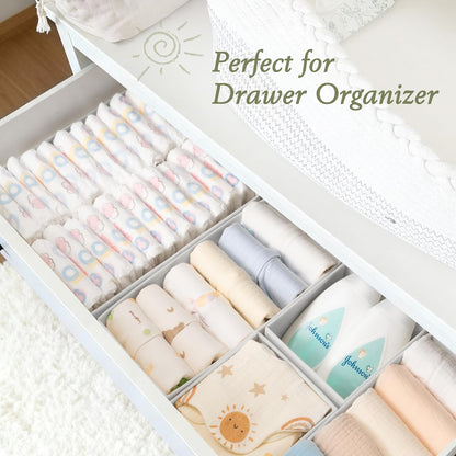 Criusia Drawer Organizer 18-Piece Set, Dresser Organizer for Baby Clothes, Foldable Closet Storage & Drawer Dividers for Underwear, Socks, Nursery (Beige)