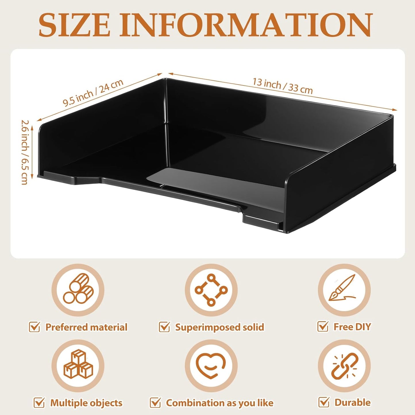 DoubleFill 12 Pcs Stackable Letter Tray Rectangular Plastic Desk Organizer 13 x 9.5 x 2.6 in Paper Holder File Tray Accessories Rack for Desktop Office Desk Drawers (Clear)