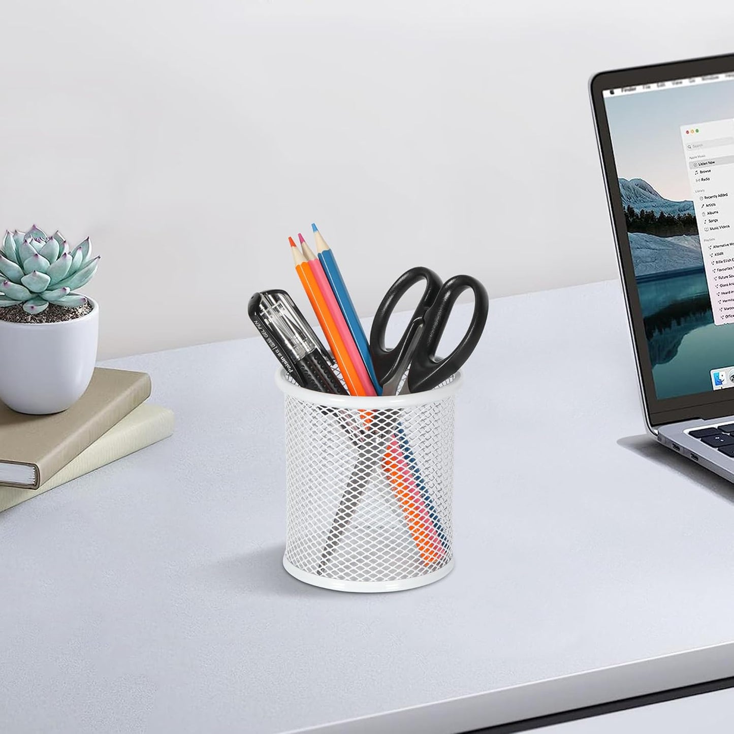 EasyPAG Pencil Holder for Desk, 2 Pack Metal Pen Organizer, Mesh Pencil Cup Organizer for Home, Office, Classroom, School, Black