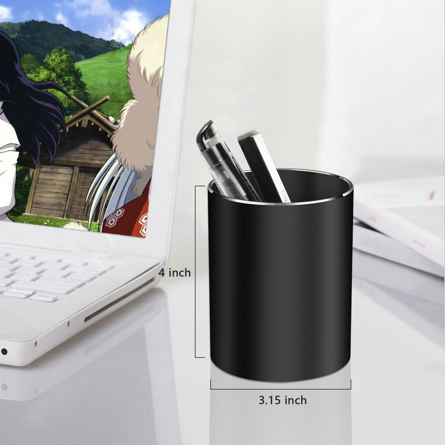 Pen holder, aluminum alloy waterproof pen holder, desktop simple and modern minimalist, multifunctional office supplies for families, kids and schools (blue)