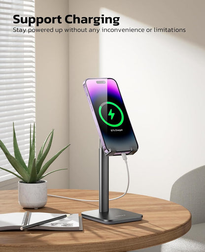 Nulaxy Phone Stand, Height Angle Adjustable Cell Phone Stand, Phone Holder for Desk Compatible with Phone 16 15 14 13 12 Mini 11 Pro Xs Max Xr X 8 7 6 6s Plus, All Smartphones (4-8 inches) - Black