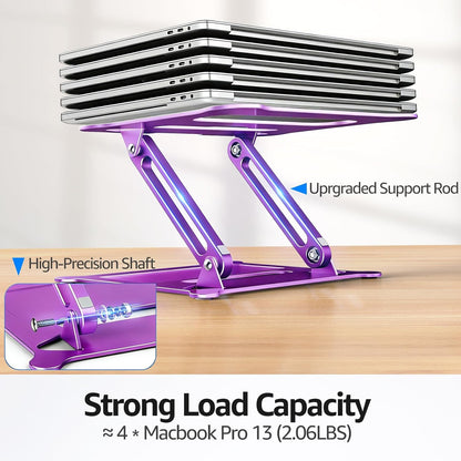 Urmust Laptop Notebook Stand Holder Adjustable Laptop Stand Portable Computer Riser Compatible with MacBook Air Pro HP Dell XPS Lenovo All Laptops 10-15.6"(Rose Gold)
