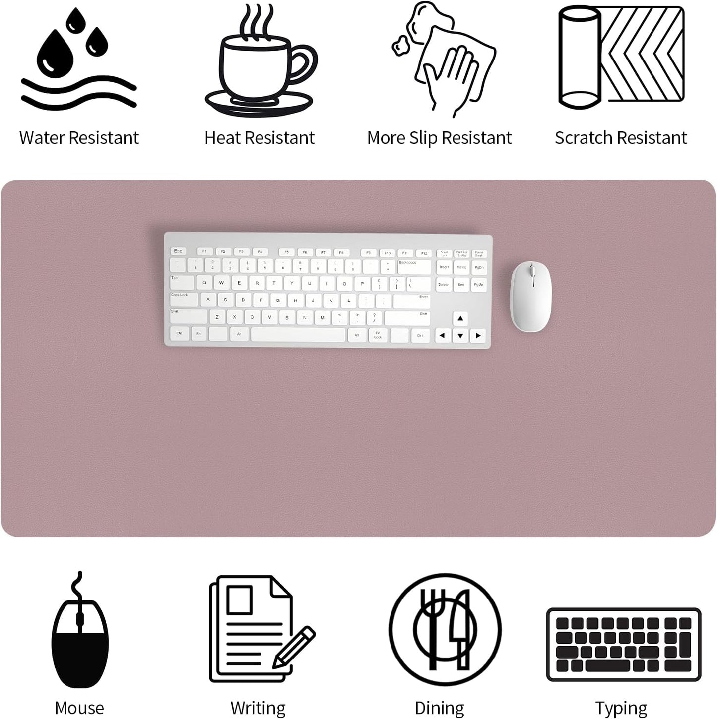 Bloss Leather Desk Pad and Keyboard Wrist Rest, Large Mouse Pad + Keyboard Pad+Mouse Wrist Support, Non-Slip Desk Mat Protector for Office, Home(31.5×15.7 Inches,Beige)