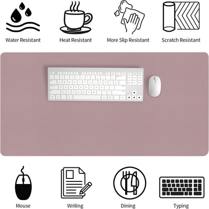 Bloss Leather Desk Pad and Keyboard Wrist Rest, Large Mouse Pad + Keyboard Pad+Mouse Wrist Support, Non-Slip Desk Mat Protector for Office, Home(31.5×15.7 Inches,Beige)