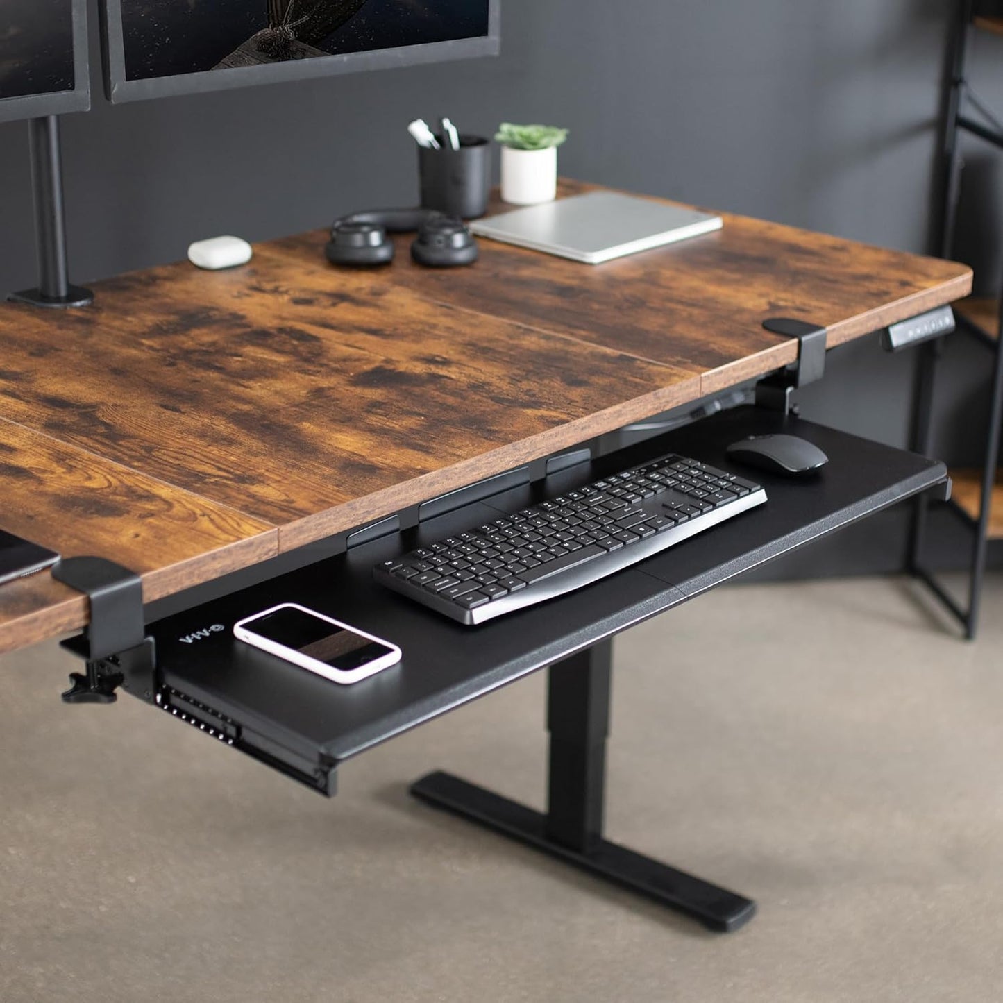 VIVO Large Clamp-on Computer Keyboard and Mouse Under Desk Slider Tray, 27 x 11 inch Pull Out Platform Drawer, White, MOUNT-KB05W