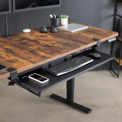 VIVO Large Clamp-on Computer Keyboard and Mouse Under Desk Slider Tray, 27 x 11 inch Pull Out Platform Drawer, White, MOUNT-KB05W