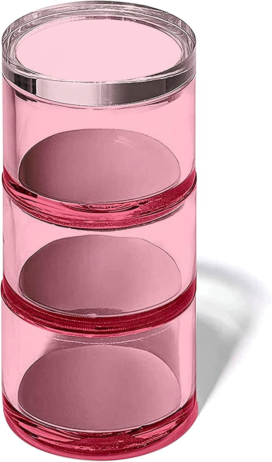 OfficeGoods 3-Tier Stackable Acrylic Holder- Stylish Desk Organizer and Storage for Office or Home – Transparent Round Design with Gold Metal Base