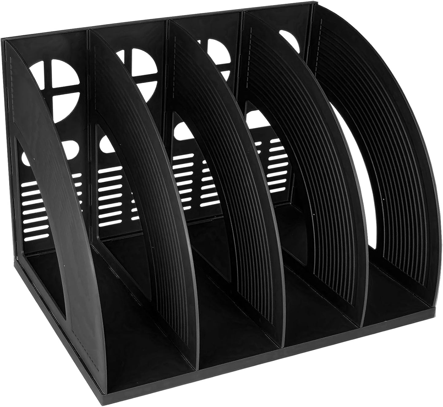 SAYEEC Magazine Holder Sturdy Binder Holder Desk File Sorter Plastic File Folder Organizer Stand Book Shelf Dividers Vertical Storage Rack Desktop Bookshelf Display Box for Office School Home (Black)