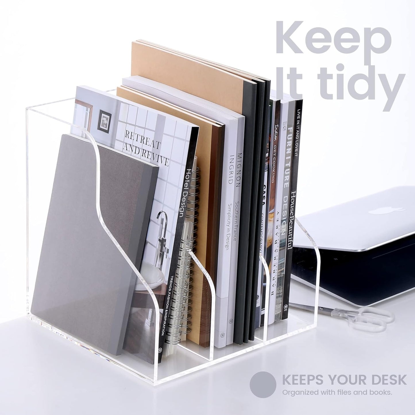 Magazine Holder, Clear Acrylic Magazine Rack, File Organizer for Office Desk, Book Organizer,-One-Piece-3 Vertical spaces,1 pack (B5)……