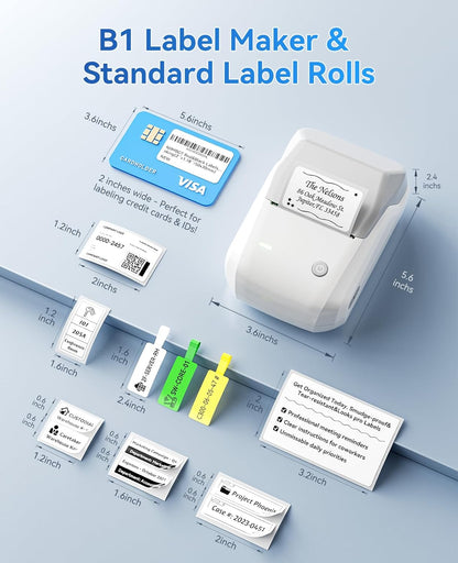 NIIMBOT B1 Label Maker Machine, Thermal Label Printer Easy to Use for Office, Home, Business, Came with 1 Roll White Label(Blue)