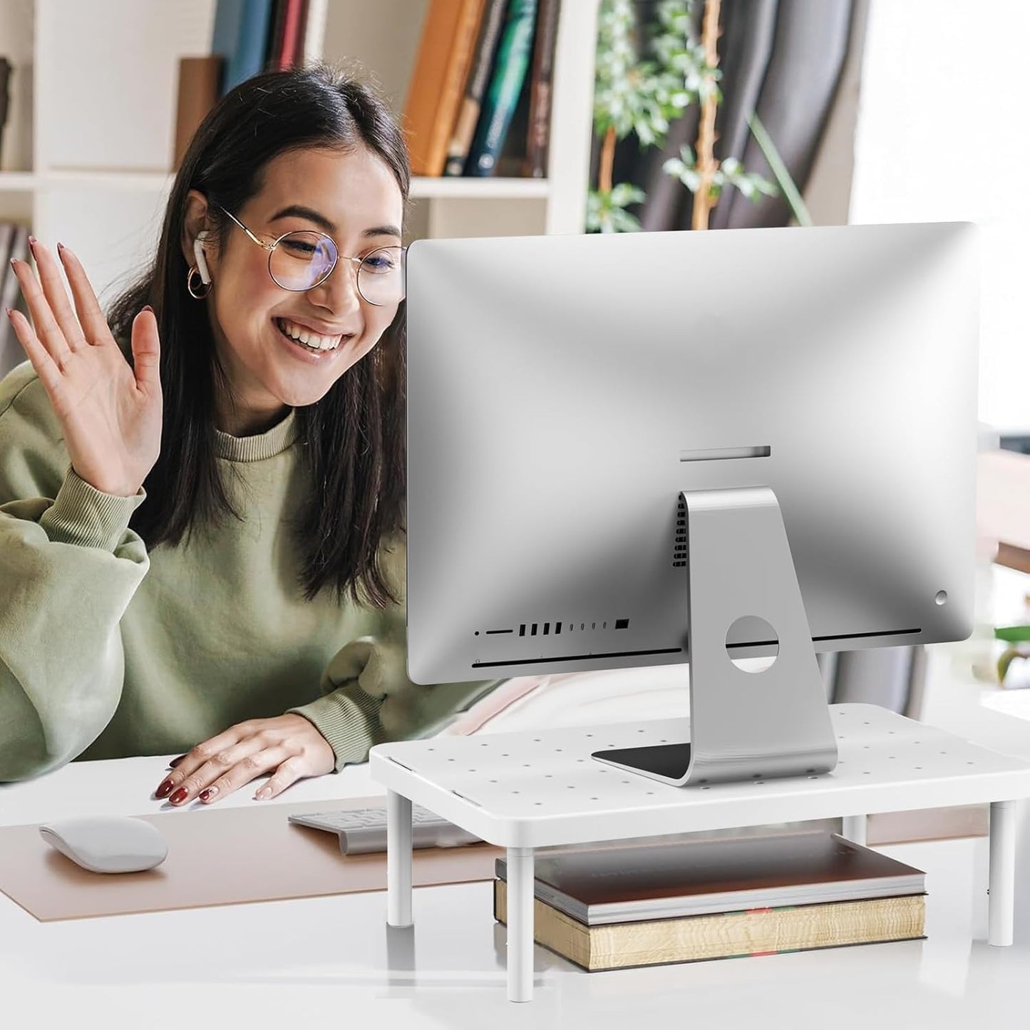 WALI Computer Monitor Stand with Storage, Desk Monitor Riser 3 Height Adjustable, Laptop Riser with Airflow Vents, Desk Organizer for Computer, Laptop, Printer (PTT002-B), 1 Pack, Black