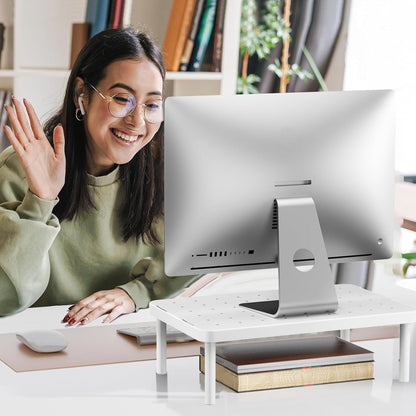 WALI Computer Monitor Stand with Storage, Desk Monitor Riser 3 Height Adjustable, Laptop Riser with Airflow Vents, Desk Organizer for Computer, Laptop, Printer (PTT002-B), 1 Pack, Black