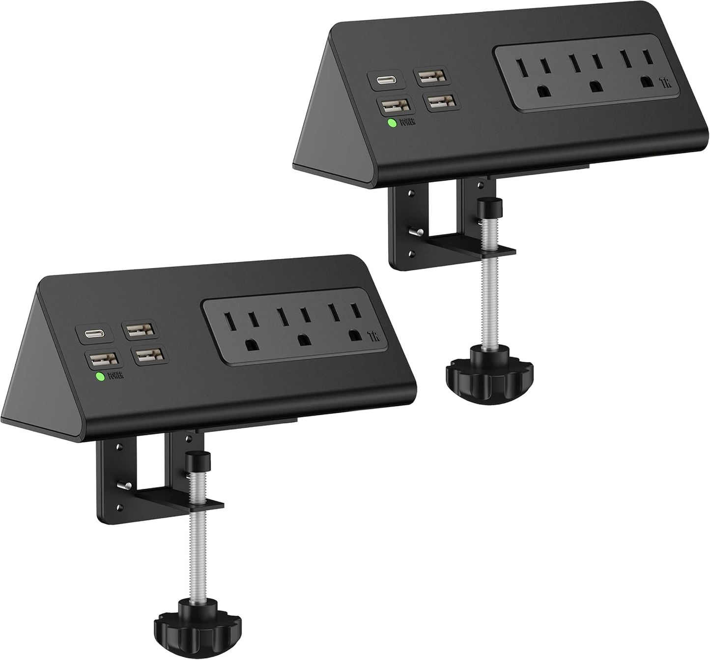 Nightstand Edge Mount Power Strip with USB-C Ports Tabletop Surge Protector Desk Clamp Power Sockets with 3 AC Outlets &4 Fast Charging USB Ports for Home Office Hotel and Dormitory