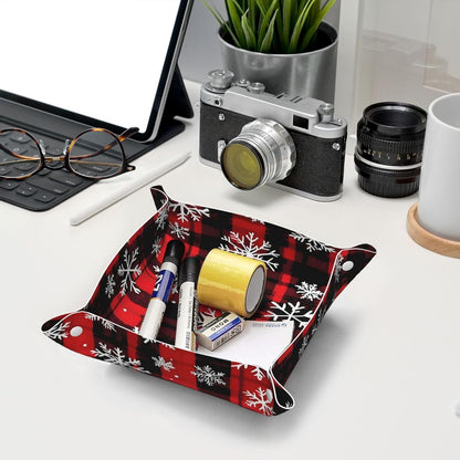 Tray Leather Valet Tray Forest Tree Reindeer Catchall Trays Key Organizer Night Stand Organizer Bedside Vanity Trays Decor for Entryway Table
