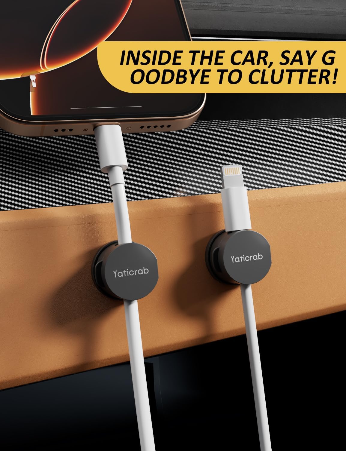 Magnetic Cord Holder for Desk & Nightstand, 7-Pack 360° Rotatable Cable Clips Organizer - Strong Adhesive Fits 8mm Lots for Phone Charger Cords & Wires, Clear