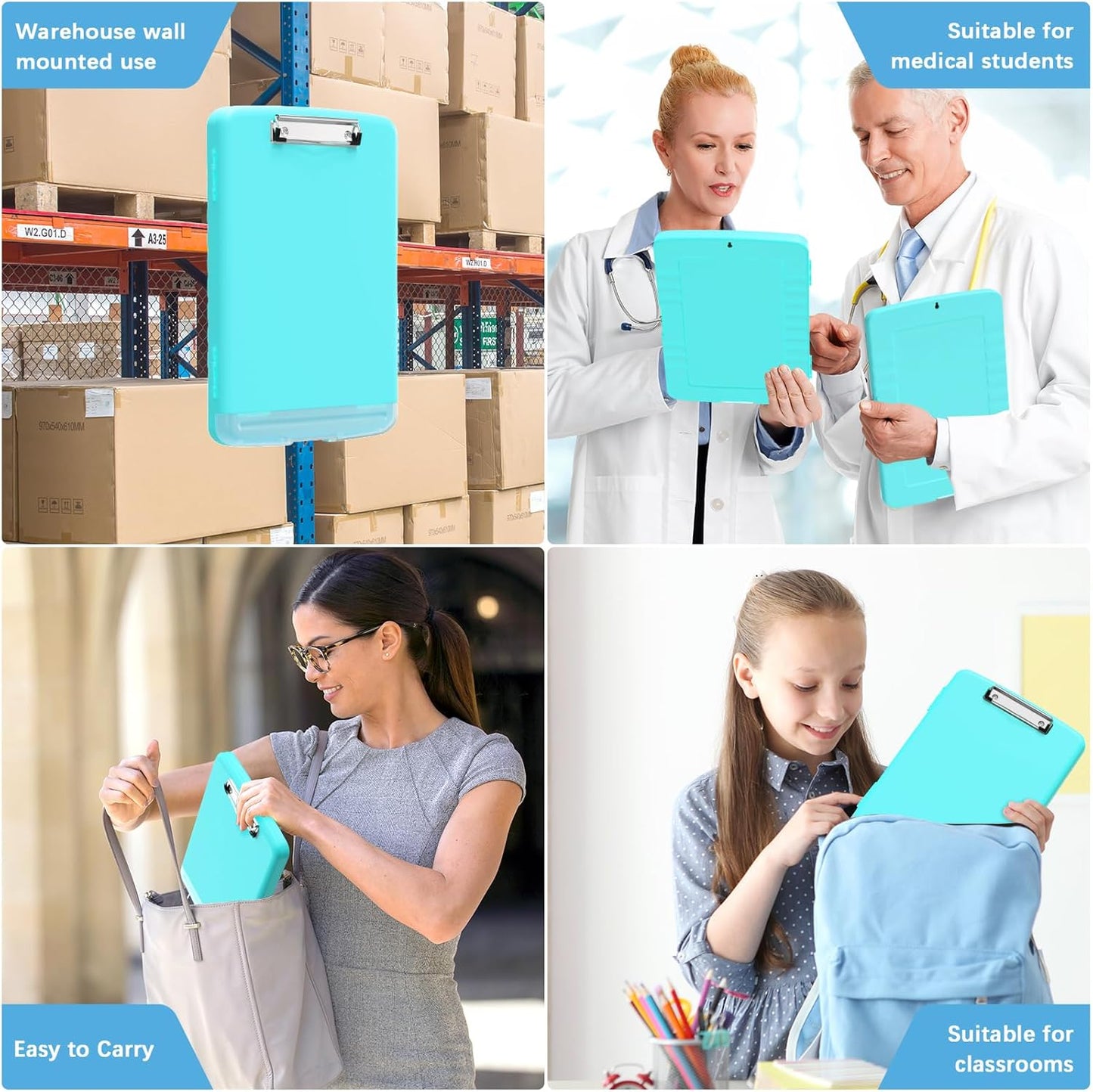 Hongri Clipboard with Storage with Pen Holder, Folder Nursing Clip Board 8.5 x 11 Foilo-Side Opening, High Capacity, Light Weight for Teachers, Classroom. Size 14 x 9.6 x 1.2 in(Pink)
