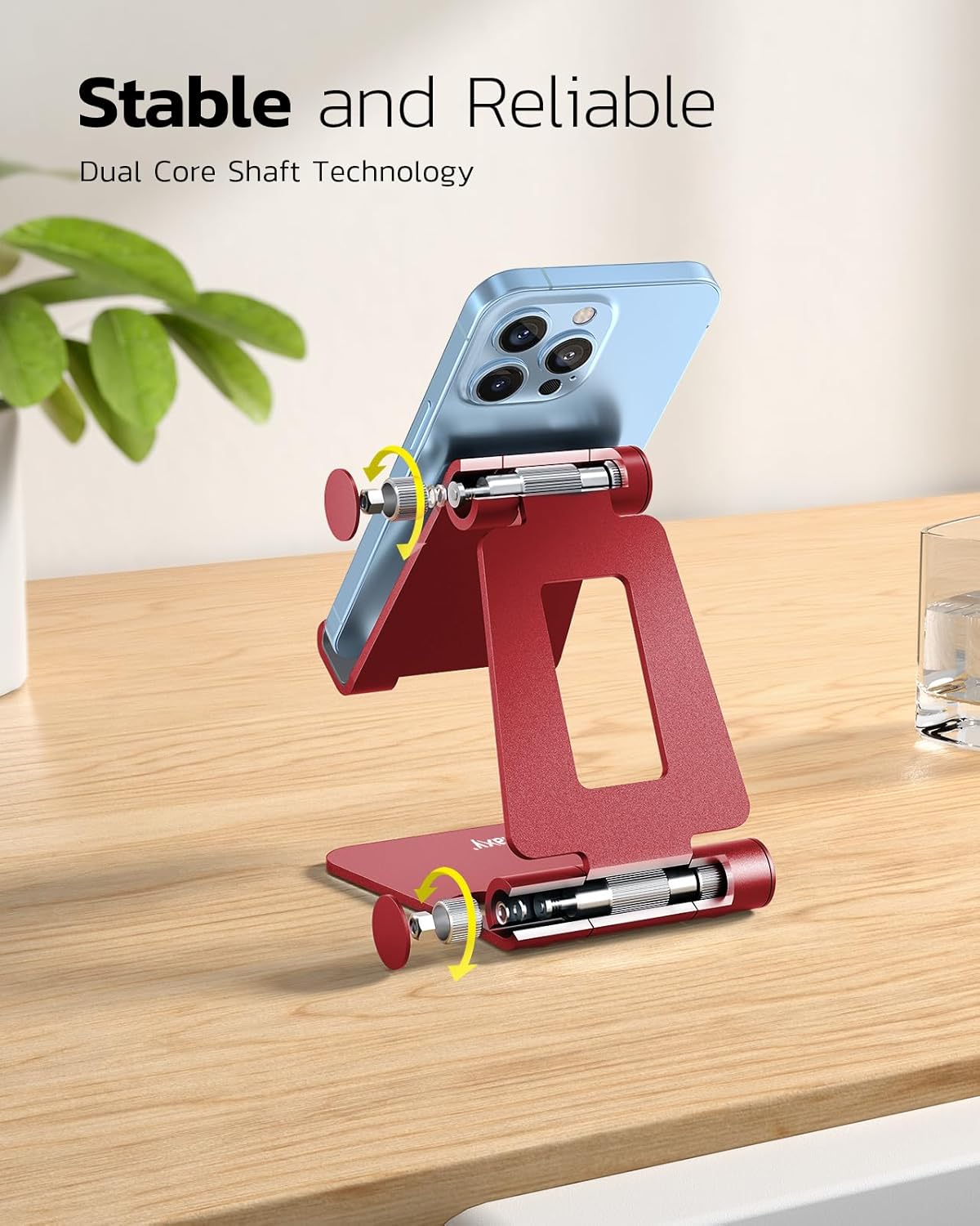 Nulaxy Dual Folding Cell Phone Stand, Fully Adjustable Foldable Desktop Phone Holder Cradle Dock Compatible with iPhone 17 16 15 14 13 12 11 Pro Max Xs Xr X 8, Nintendo Switch, All Phones
