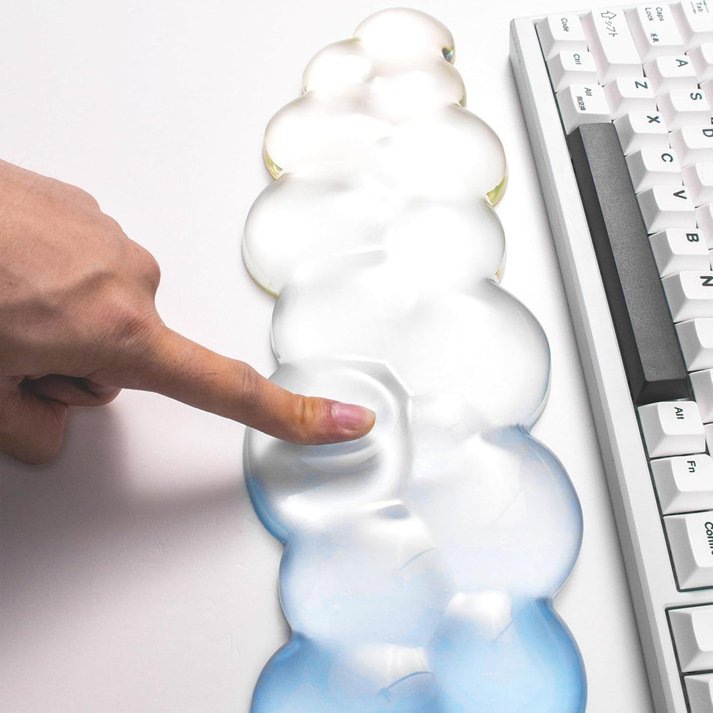Gel Keyboard and Mouse Wrist Rest Set – Clear Cloud Wrist Rest for Computer Keyboard 60%/68%/75%, Comfort & Support for Typing and Gaming(Purple Green)