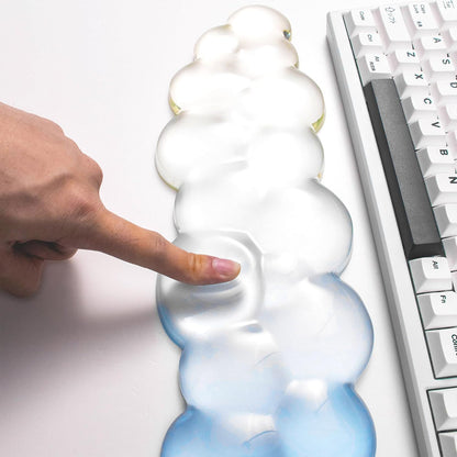 Gel Keyboard and Mouse Wrist Rest Set – Clear Cloud Wrist Rest for Computer Keyboard 60%/68%/75%, Comfort & Support for Typing and Gaming(Purple Green)