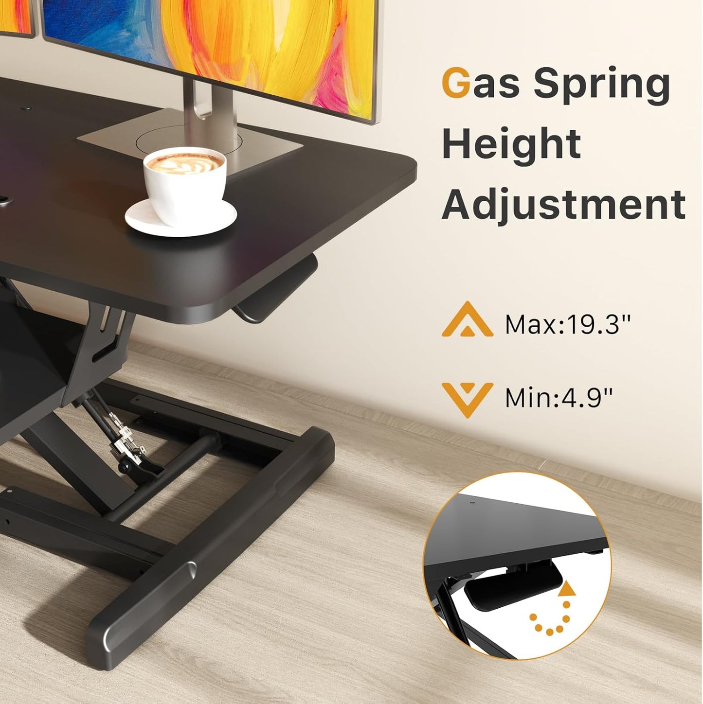 JOY worker Standing Desk Converter, 32" Wide Height Adjustable Sit Stand Up Desk Riser with Keyboard Tray, Desktop Workstation Riser for Home Office Computer Laptop, Particle Board, White