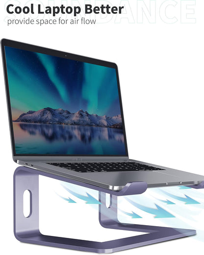 SOUNDANCE Laptop Stand, Aluminum Computer Riser, Ergonomic Laptops Elevator for Desk, Metal Holder Compatible with 10 to 15.6 Inches Notebook Computer, Silver