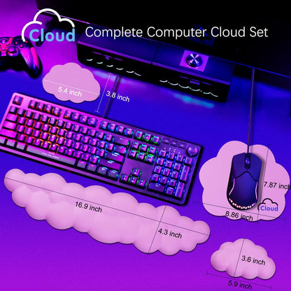 Cloud Wrist Rest Keyboard Palm Rest with Non-Slip Base for Computer Gaming Wrist Rest, YAMJUG Cloud Arm Rest Keyboard Wrist Pad Rainbow