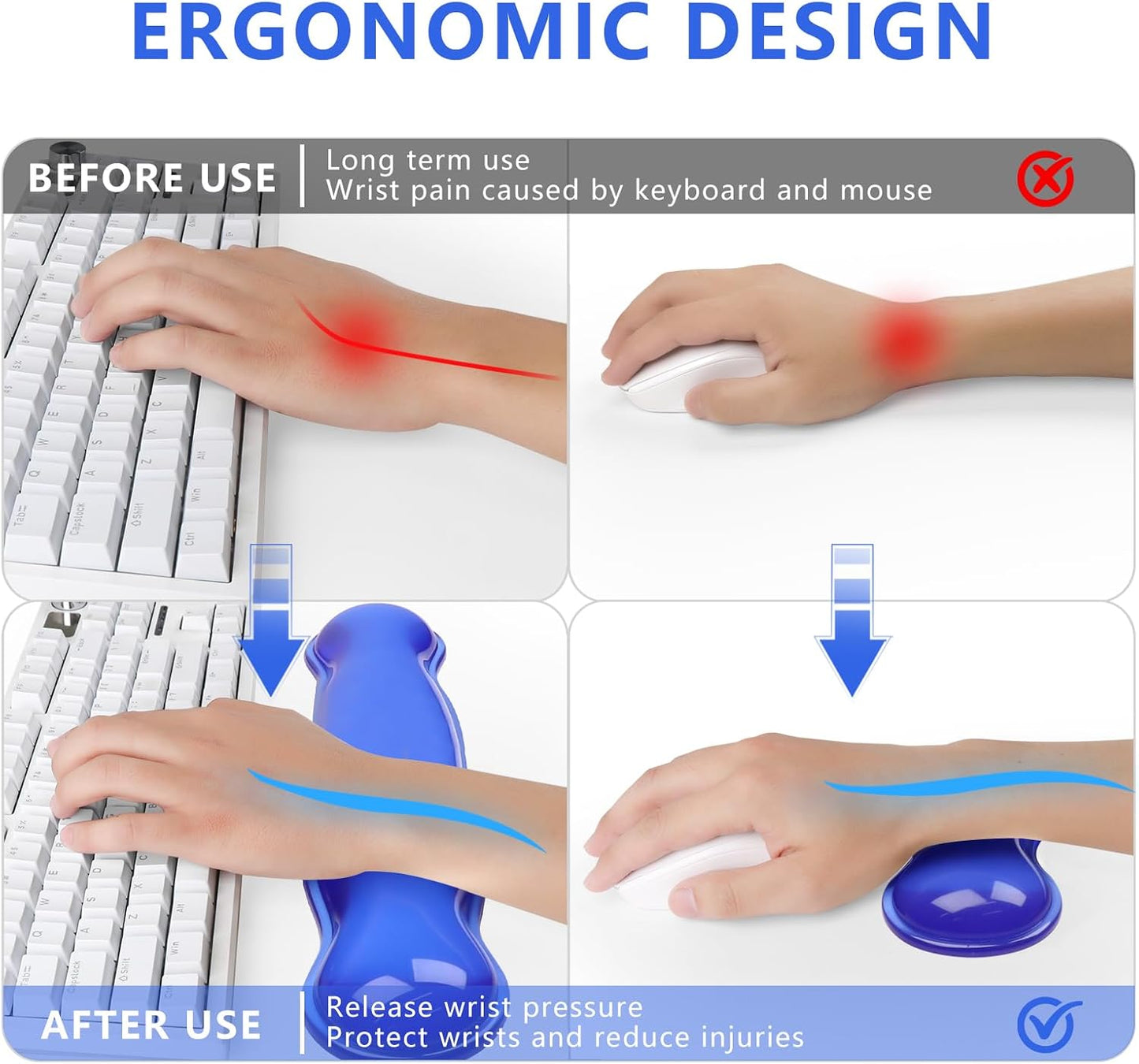 Gel Cloud Keyboard and Mouse Wrist Rest, Cute Wrist Support and Arm Support Keyboard Rest for Keyboard and Mouse Typing Pain Relief，Suitable for Office/Computer/Laptop/Gaming (Pink)