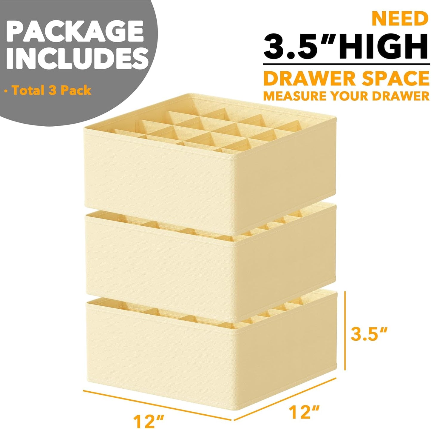 SpaceAid Drawer Organizer for Clothes, 18 Pack Dresser Drawer Organizer Bins, Closet Organizers and Storage Dividers for Clothing, Underwears, Socks (Beige)