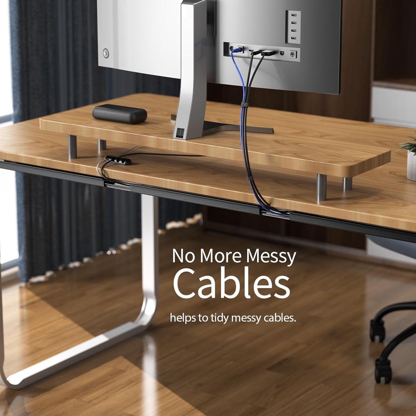 Delamu 2 Pack Safe & Tidy Cable Management Solution - Protect Kids & Pets with Home & Office Cable Management Under Desk, Cable Organizer, Cable Management Kit, Cord Organizer for Desk, 15.7in x 2