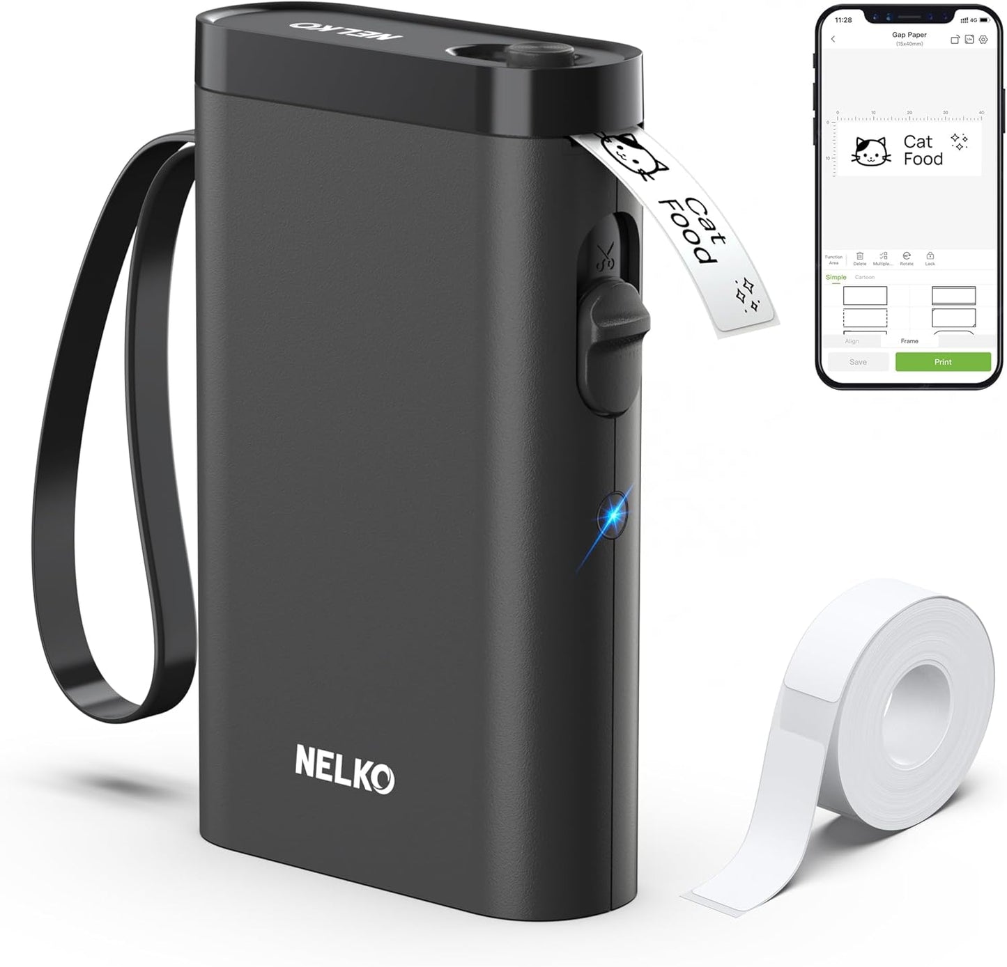 Nelko Label Maker Machine with Tape, P21 Bluetooth Label Printer, Wireless Mini Label Makers with Multiple Templates for School Office Home, White