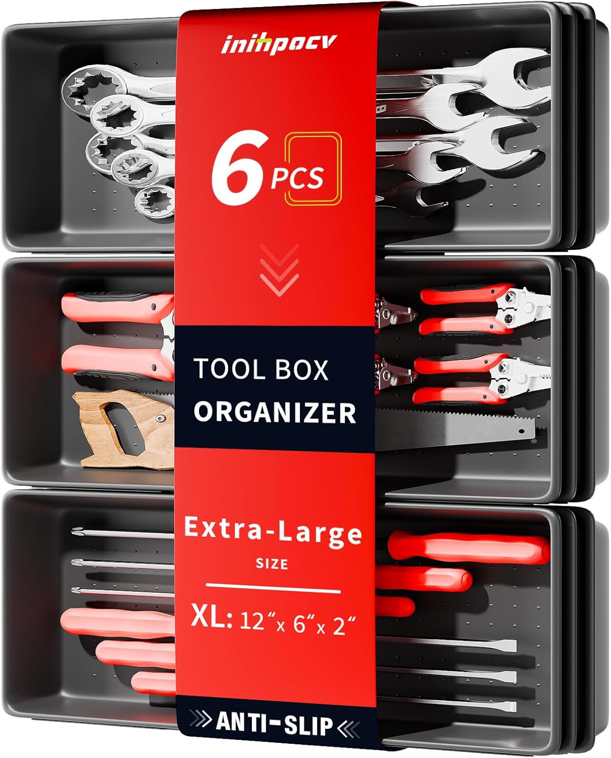 10 PCS Tool Box Drawer Organizers, Large & Medium Tool Trays for Tool Box Organization, Tool Organizers and Storage for Garage and Rolling Tool Chest