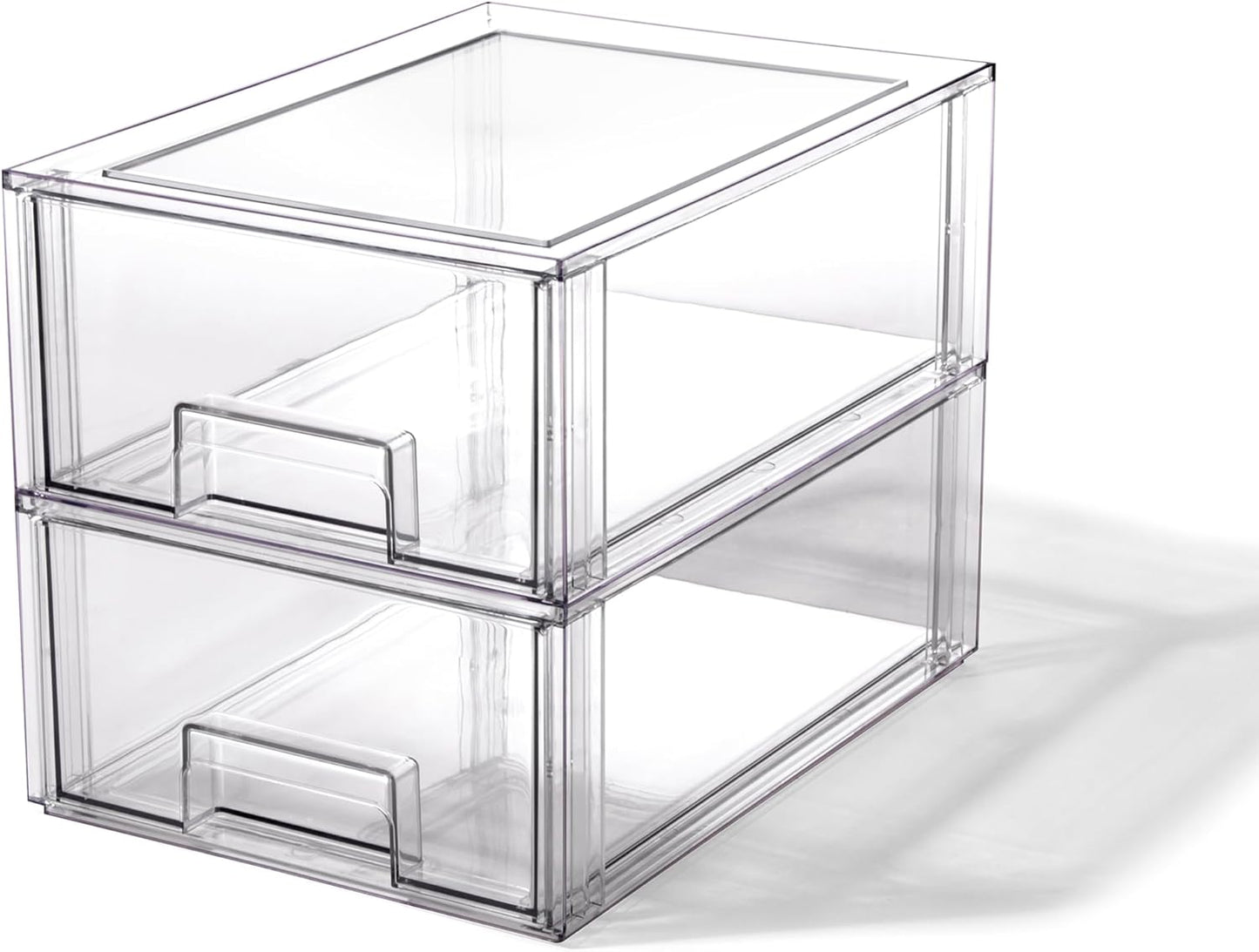 BINO | Stackable Storage Drawers, Shallow X-Large - Clear | THE CRATE COLLECTION | Storage Bins With Drawers Bathroom Organizers and Storage Organization and Storage Under Sink Organizer Vanity Home