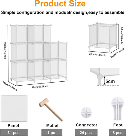 AWTATOS Cube Storage Organizer, 16 Cube Closet Organizer, Stackable Storage Cube Shelves, DIY Portable Closet Clothes Organizer Shelving for Bedroom, Closet, Wardrobe, Bathroom, White