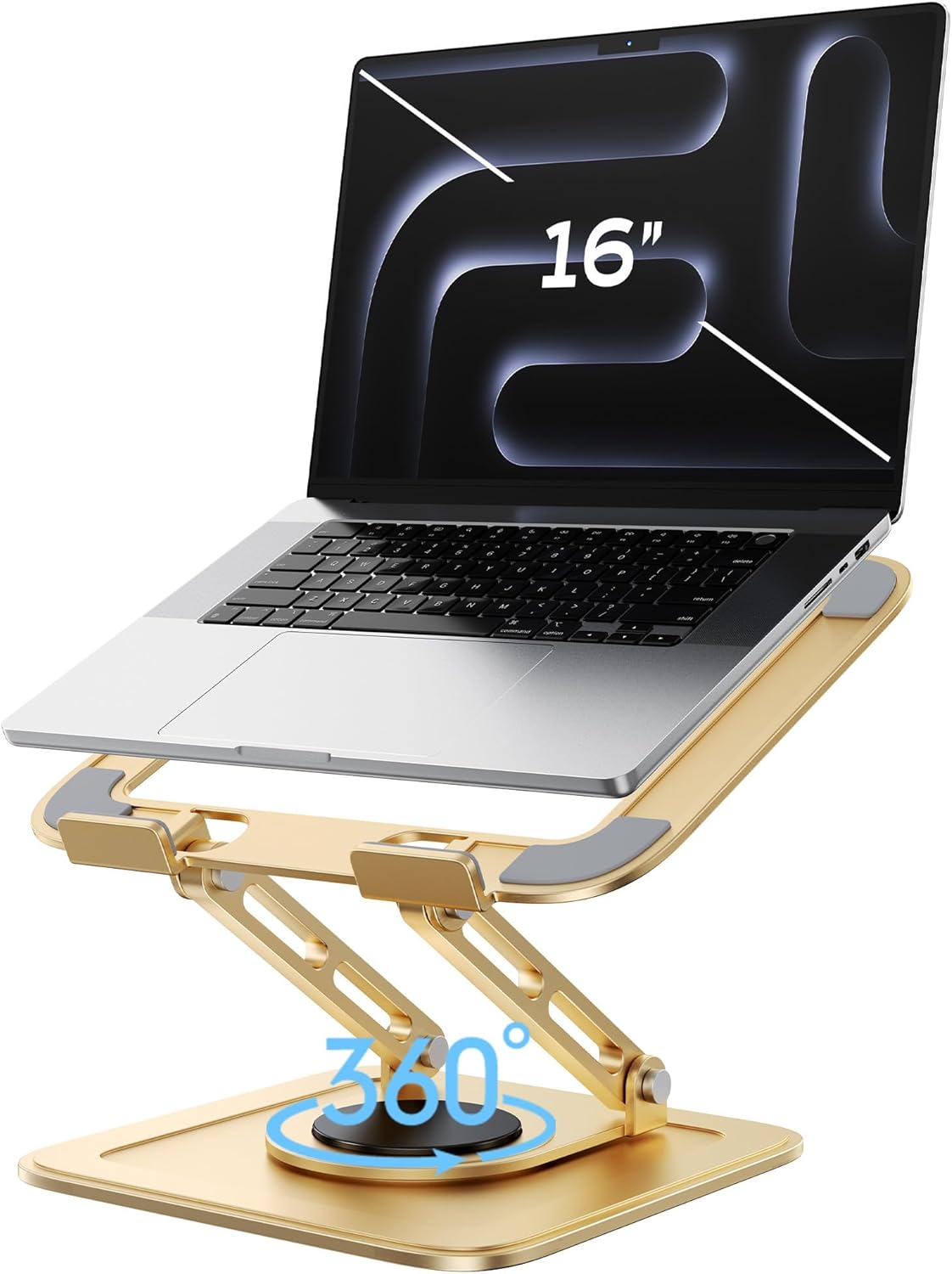 LOXP Adjustable Laptop Stand, Computer Stand with 360 Rotating Base, Ergonomic Laptop Riser Mount for Desk Foldable Protable Computer Desk Fits with MacBook Pro Air (10-16") - Black
