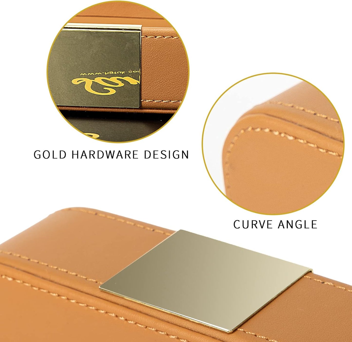 SANZIE Luxury Leather Desktop Storage Small Catchall Organizer Decorative Tray for Entryway Table to Hold Jewelry Watch Cosmetics Keys Phone Wallet, Home & Office Accessories (Metal Silvered, Black)