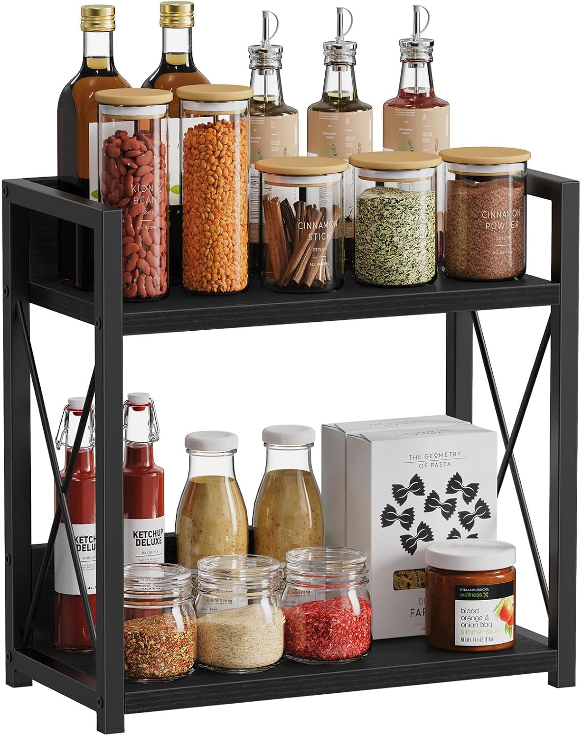 Giikin Countertop Shelf Organizer, 2 Tier Kitchen Spice Rack Organizer for Countertop, Wood Coffee Counter Shelf Organizer for Home (Bamboo, S)