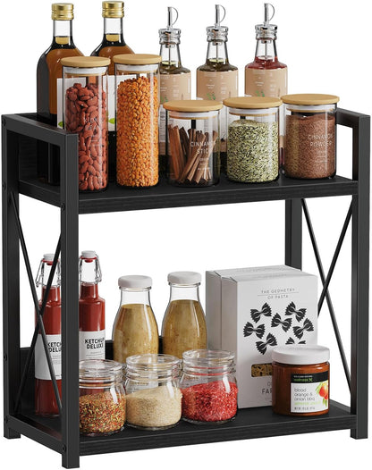 Giikin Countertop Shelf Organizer, 2 Tier Kitchen Spice Rack Organizer for Countertop, Wood Coffee Counter Shelf Organizer for Home (Bamboo, S)