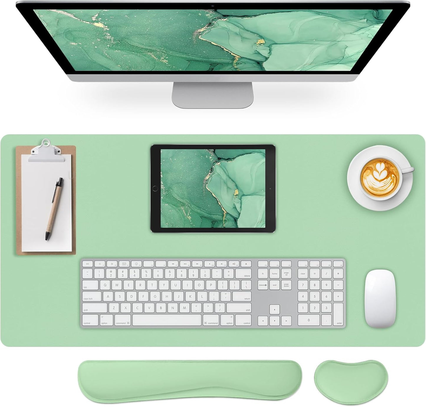 Mouse Pad and Keyboard Wrist Rest, 3-in-1 Large Keyboard and Mouse Pad Set, Ergonomic Wrist Rest for Computer Keyboards, Non-Slip Desk Mat Protector for Women (Purple Pink, 31.5" X 15.7")